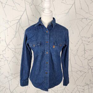 Levi's VTG Dark Wash Orange Tab Button Front Western Shirt